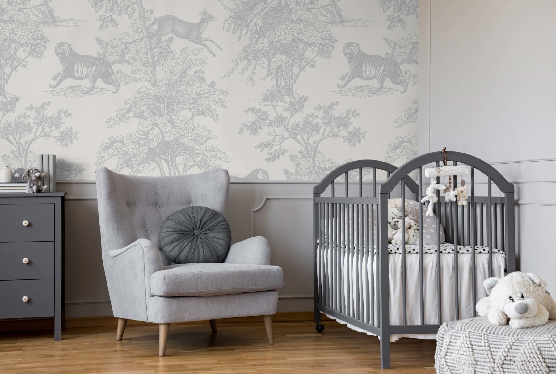 Animalia - Light Grey Wallpaper| Grafico Melbourne