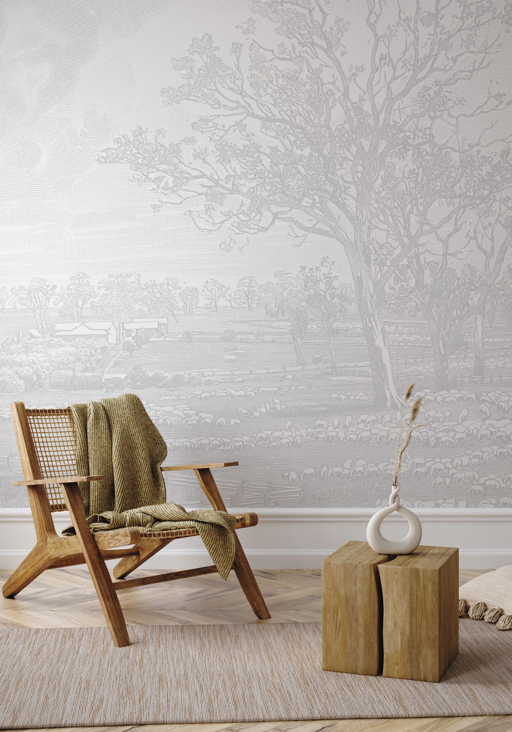 Australian Homestead - Light Grey | WALLPAPER