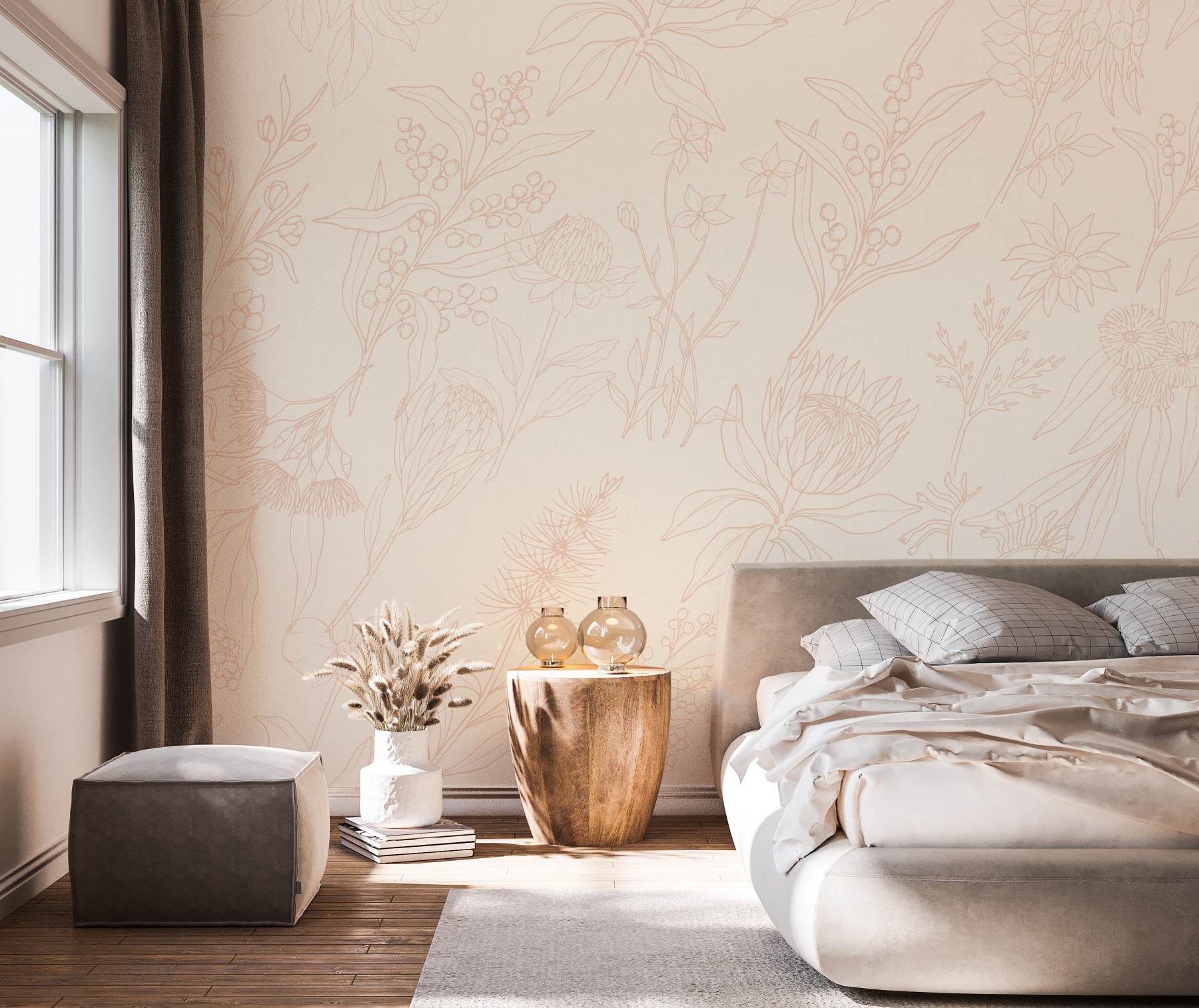 Australian Native Outline - Blush | WALLPAPER