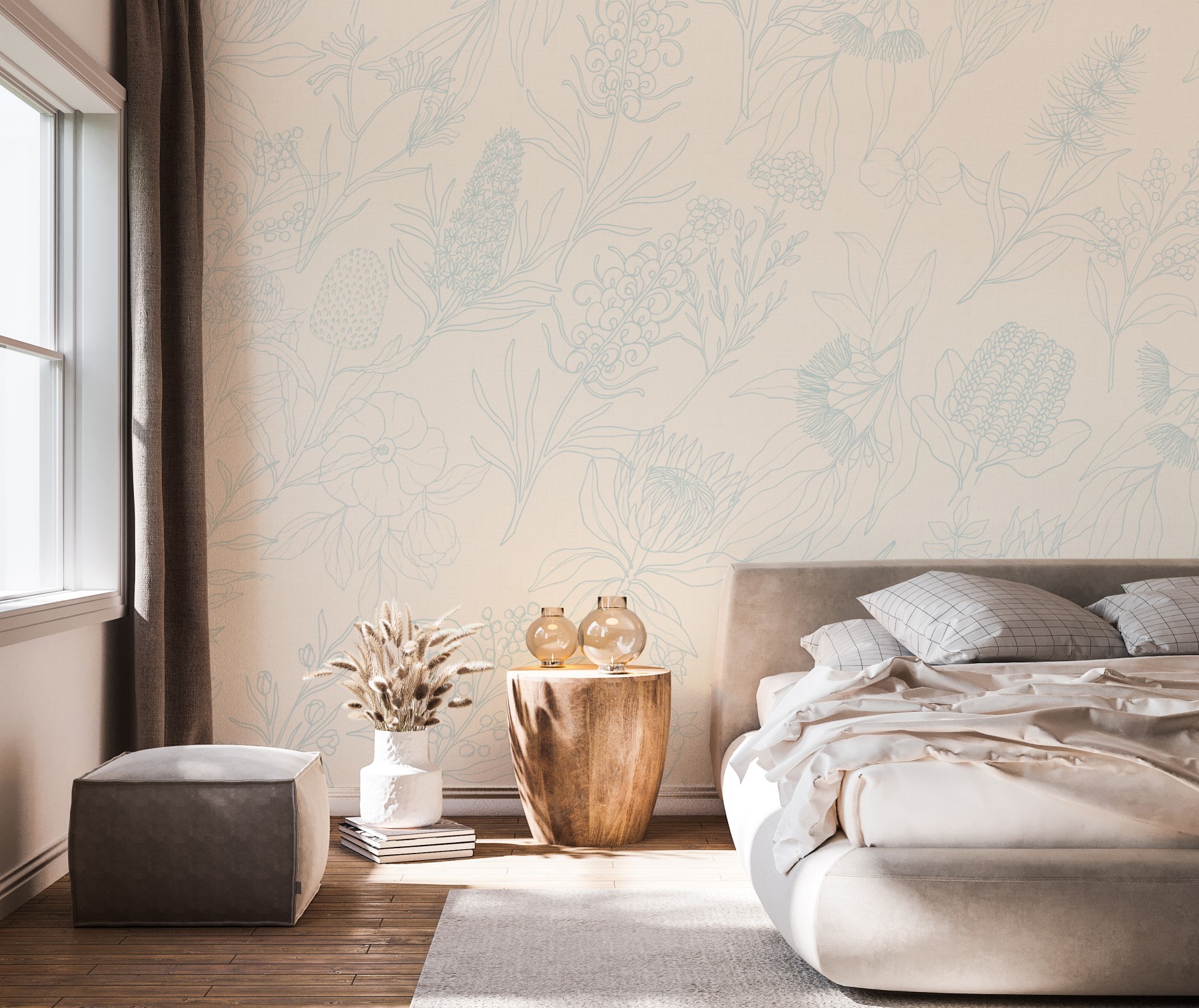 Australian Native Outline - Powder Blue | WALLPAPER