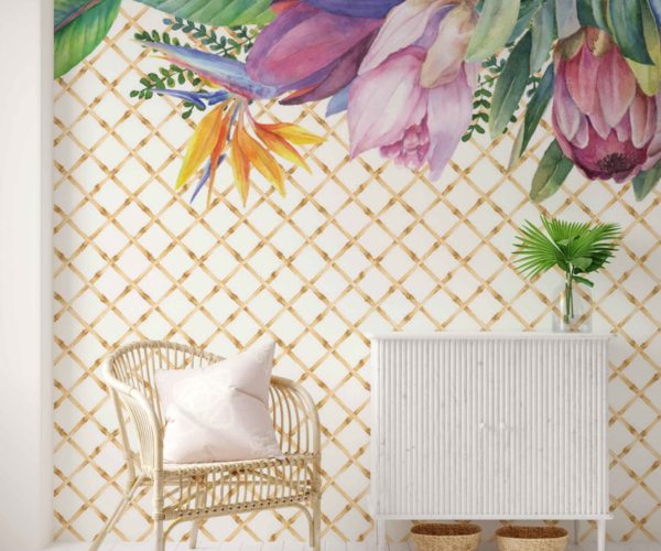 Bamboo Lattice Floral Wallpaper | Grafico Melbourne