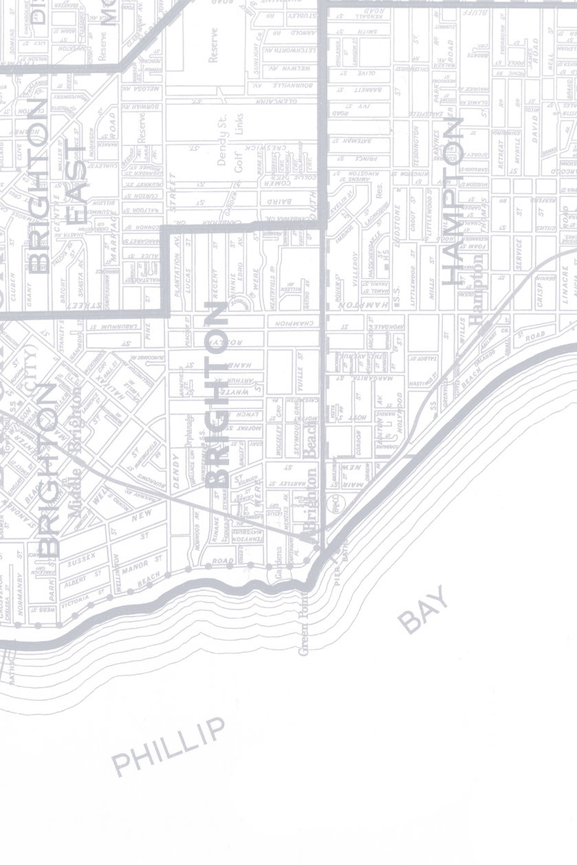 Bayside Melbourne Map - Light Steel Grey | WALLPAPER