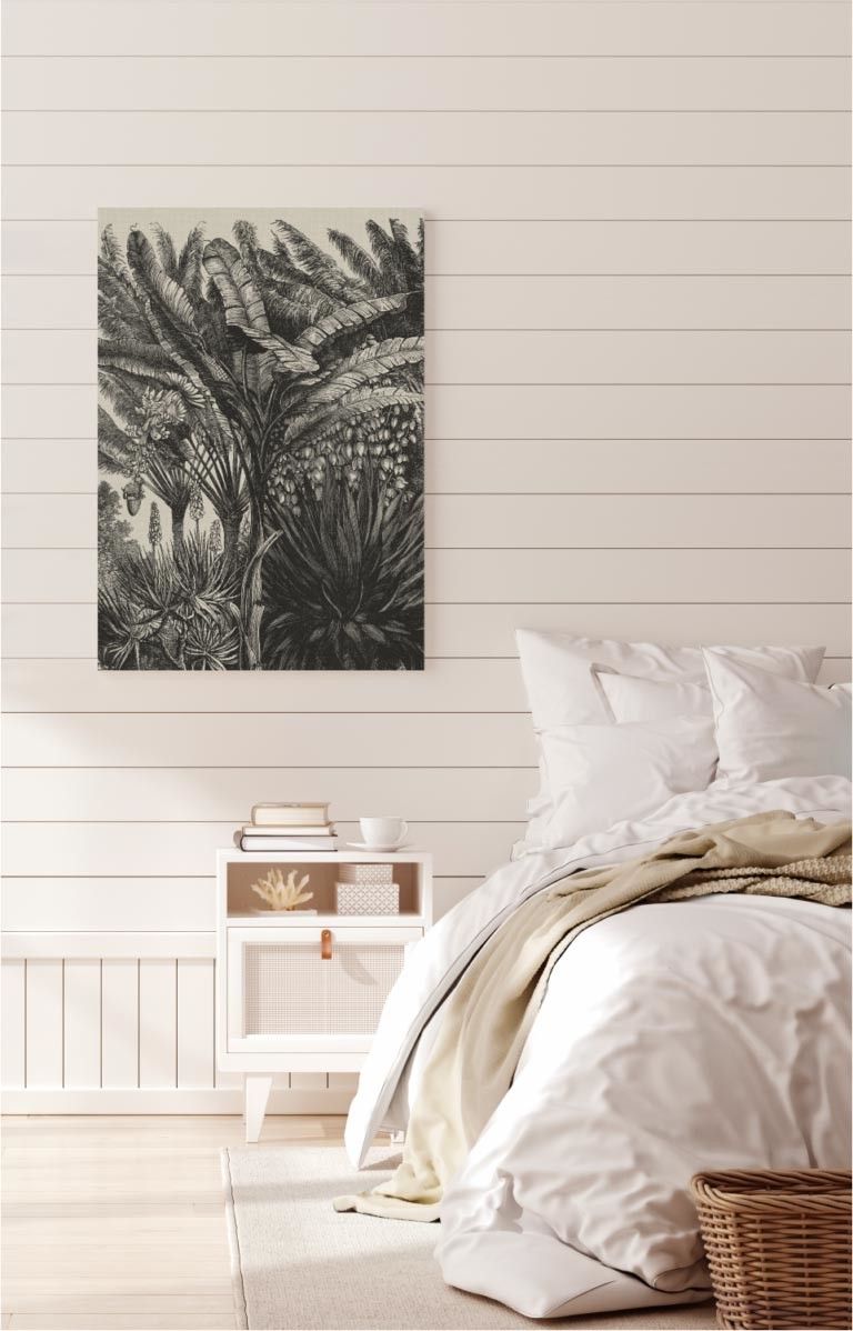 Coastal Palm Charcoal - Type 5 | Strethed Canvas | Printed Panel | Grafico Melbourne