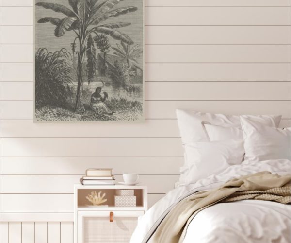 Coastal Palm Charcoal - Type 4 | Strethed Canvas | Printed Panel | Grafico Melbourne