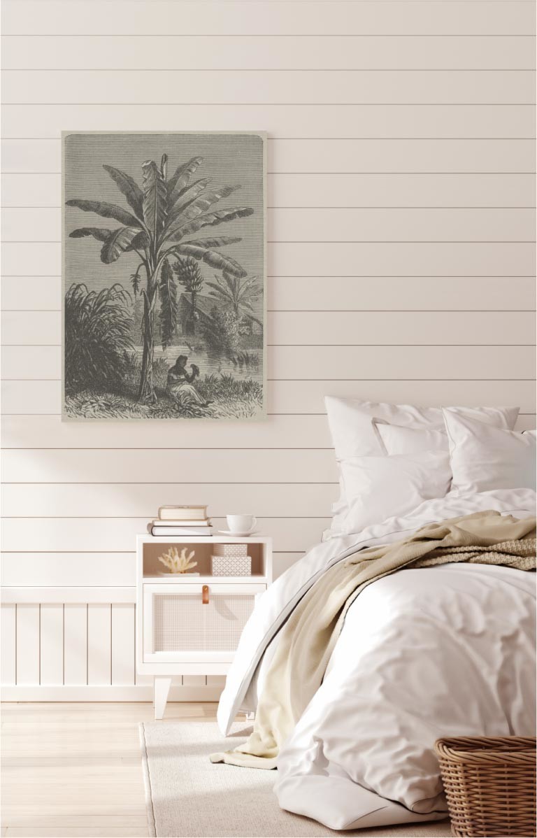 Coastal Palm Charcoal - Type 4 | Strethed Canvas | Printed Panel | Grafico Melbourne