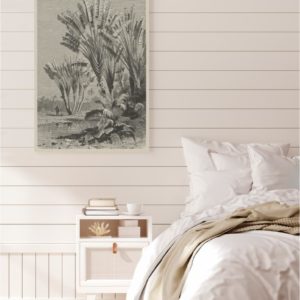 Coastal Palm Charcoal - Type 5 | Strethed Canvas | Printed Panel | Grafico Melbourne