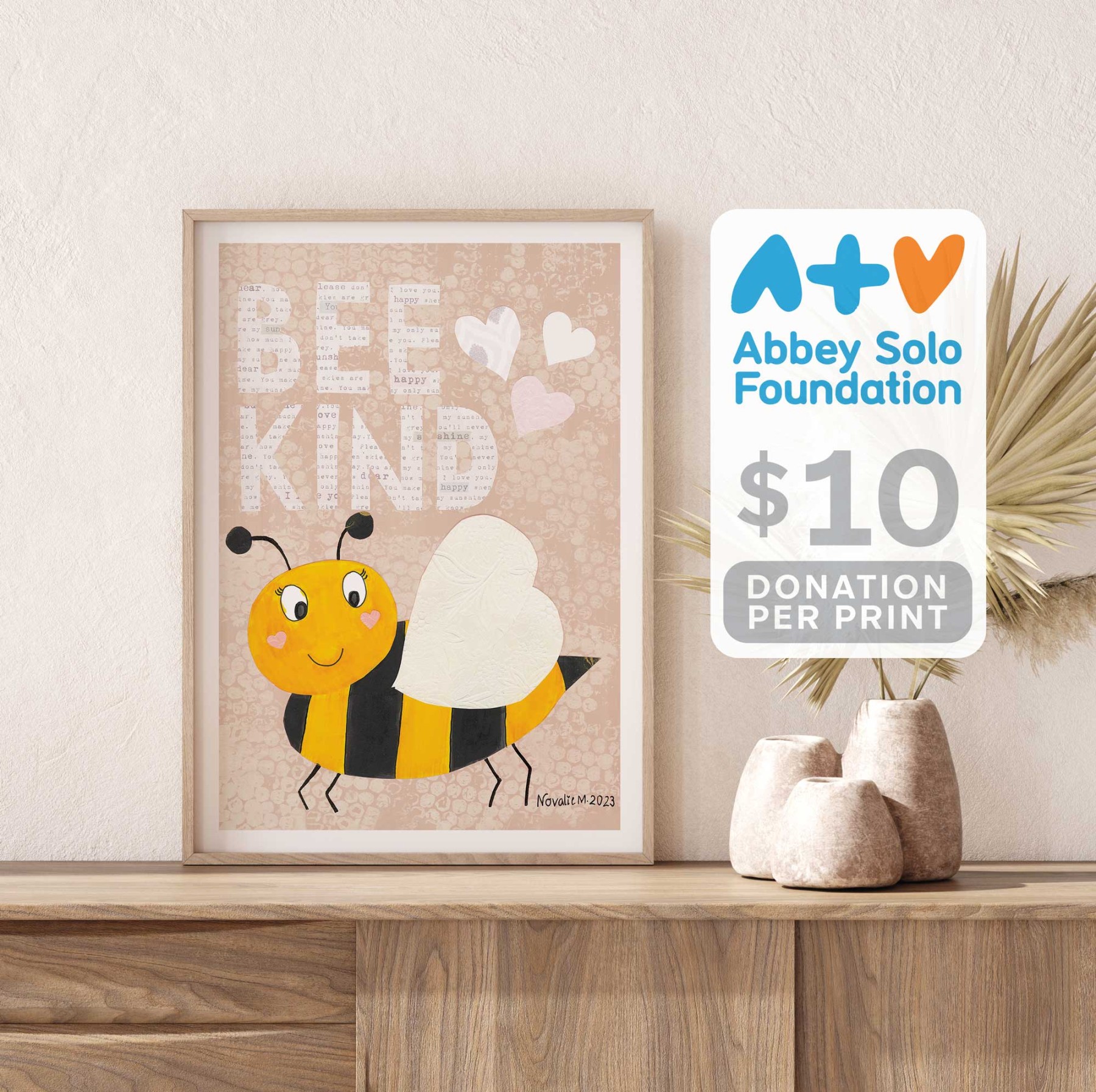 Bee Kind - Beige by Novalie | Charity PRINT