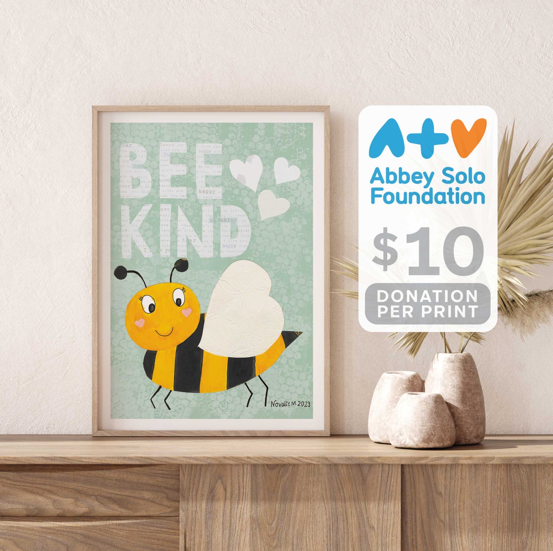 Bee Kind - Mint by Novalie | Charity PRINT