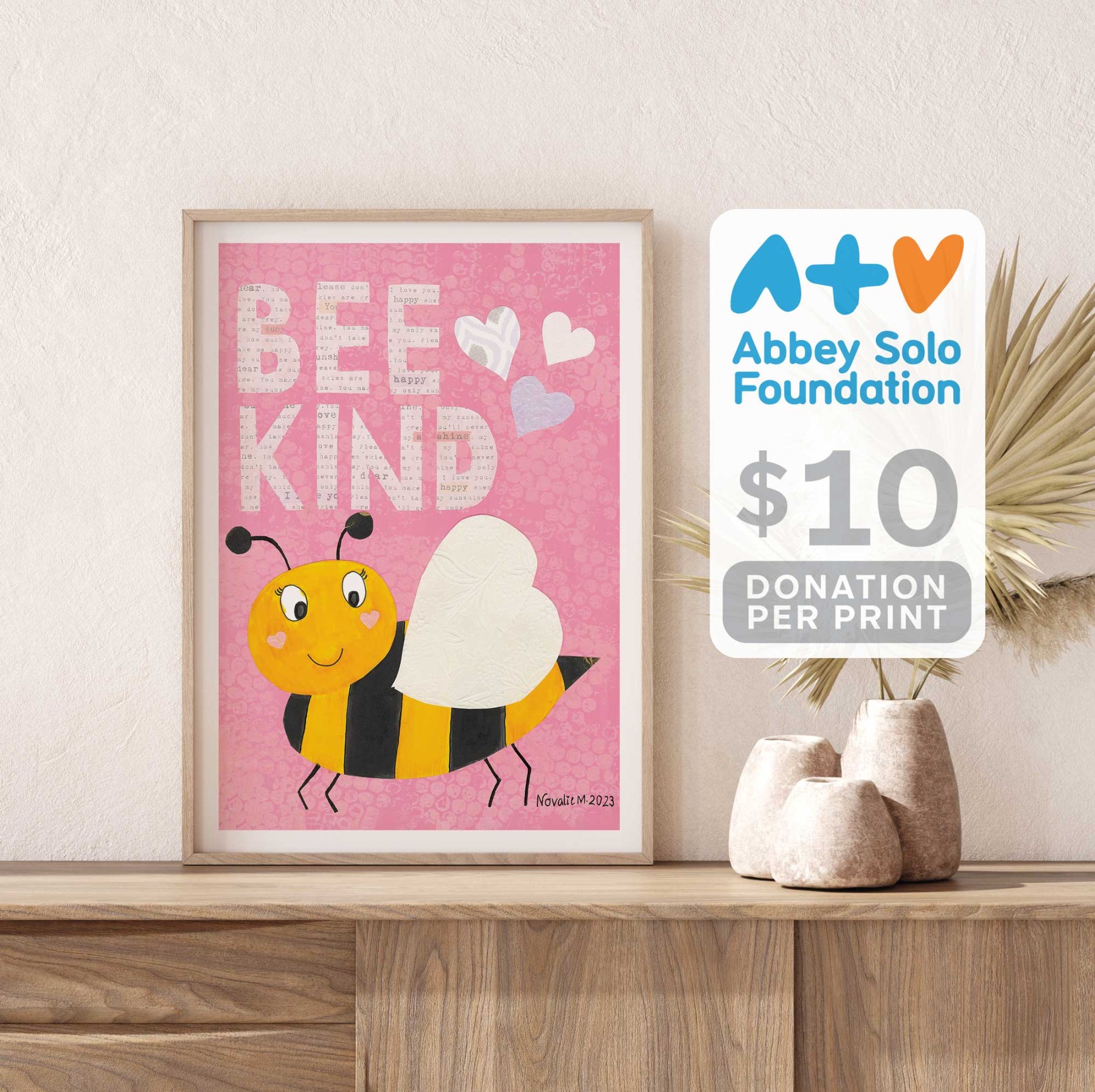 Bee Kind - Pink by Novalie | Charity PRINT