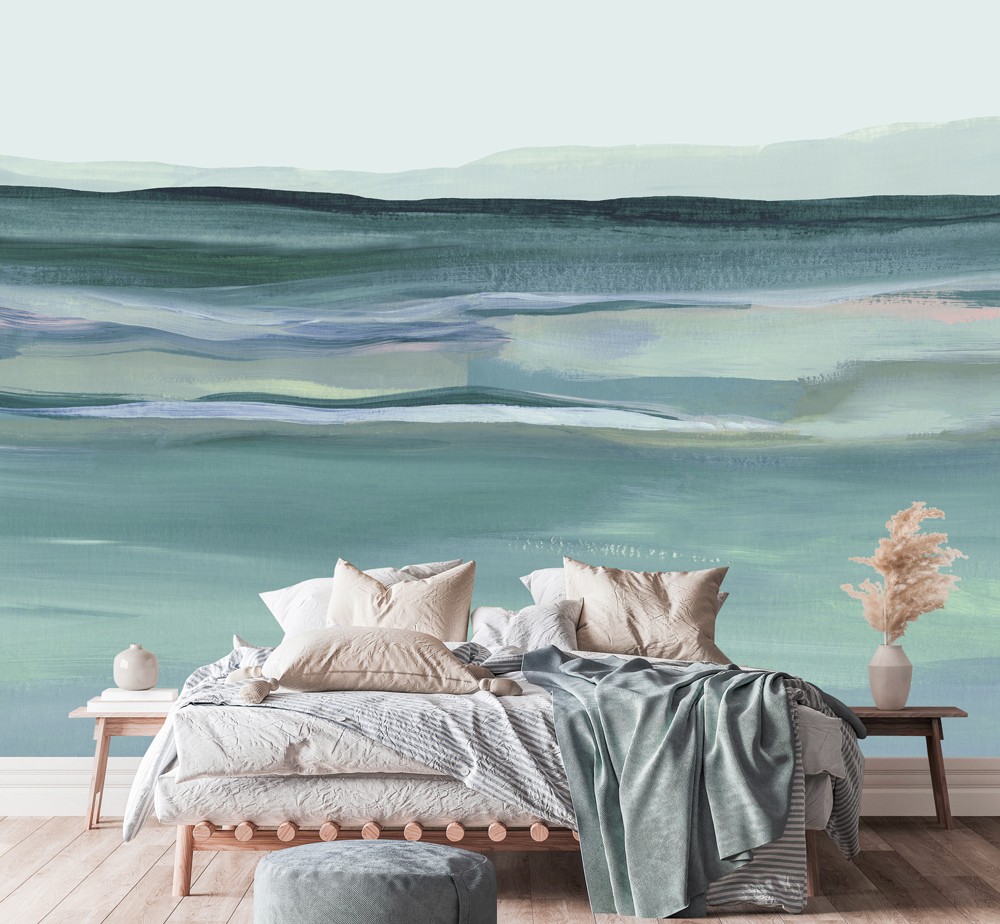 Brushstroke Meadow - Blue | WALLPAPER