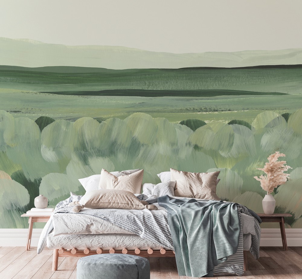Brushstroke Meadow - Sage | WALLPAPER