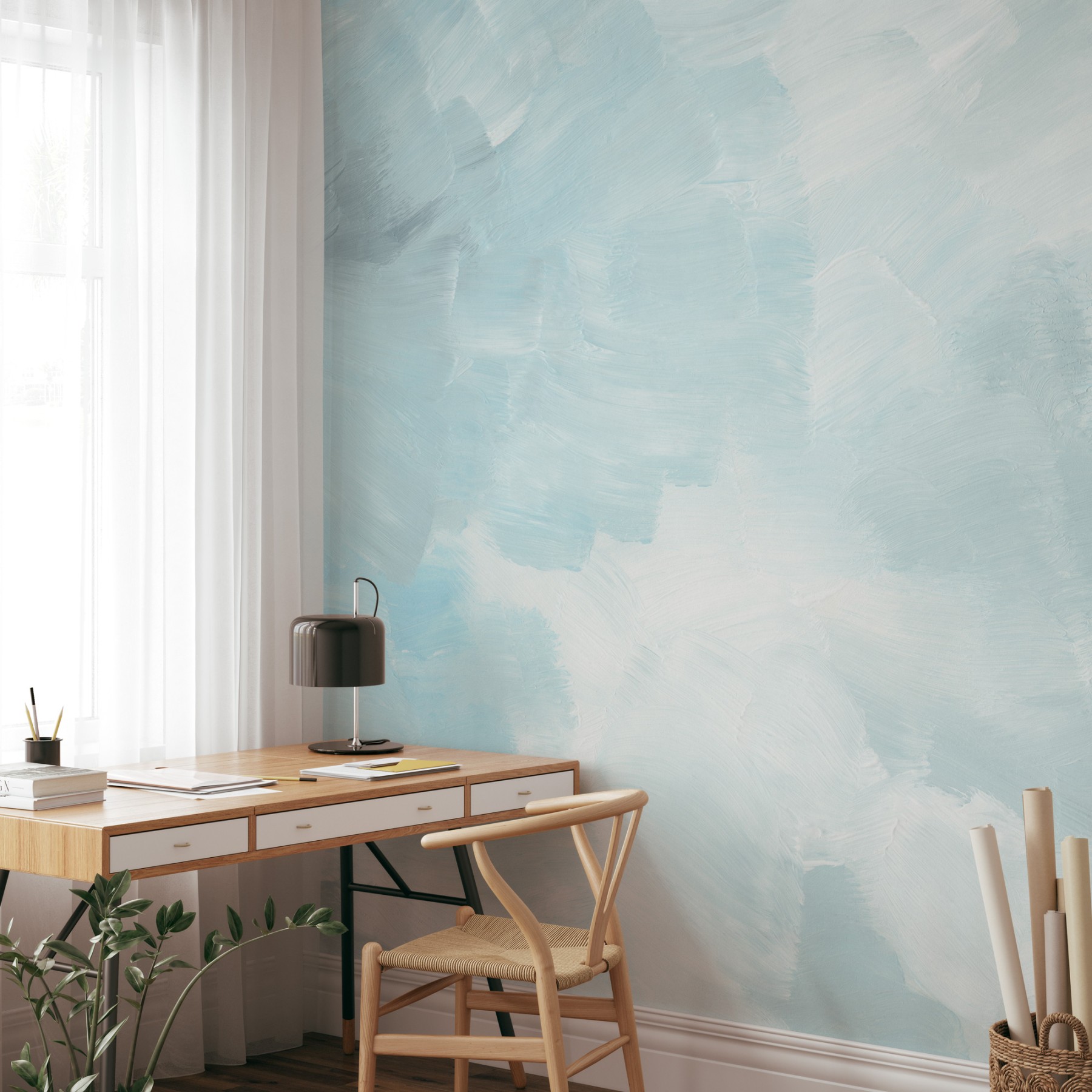 Brushstrokes - Powder Blue | WALLPAPER