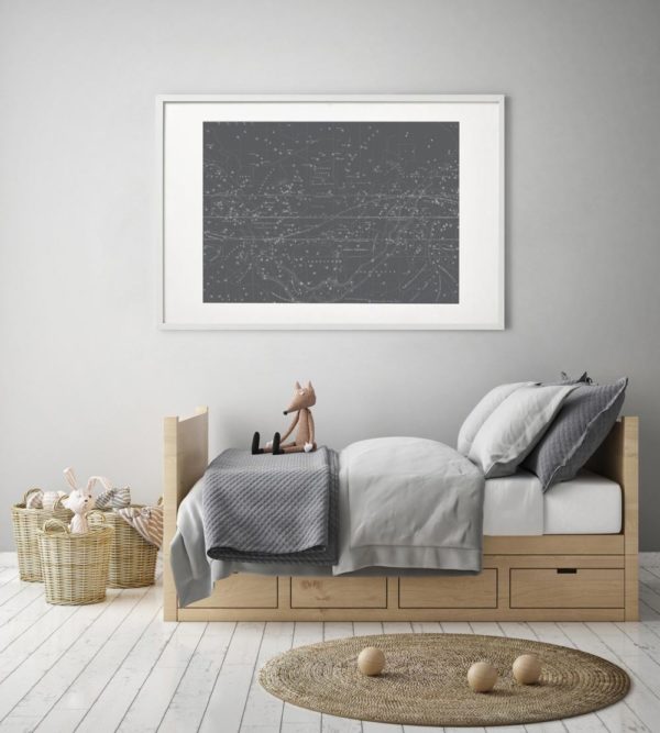 Celestial Star Map – Grey – Navy | Print | Stretched Canvas or Printed Panel | Grafico Melbourne