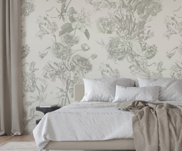 Classic Bouquet Deep Sage Wallpaper | Grafico Melbourne