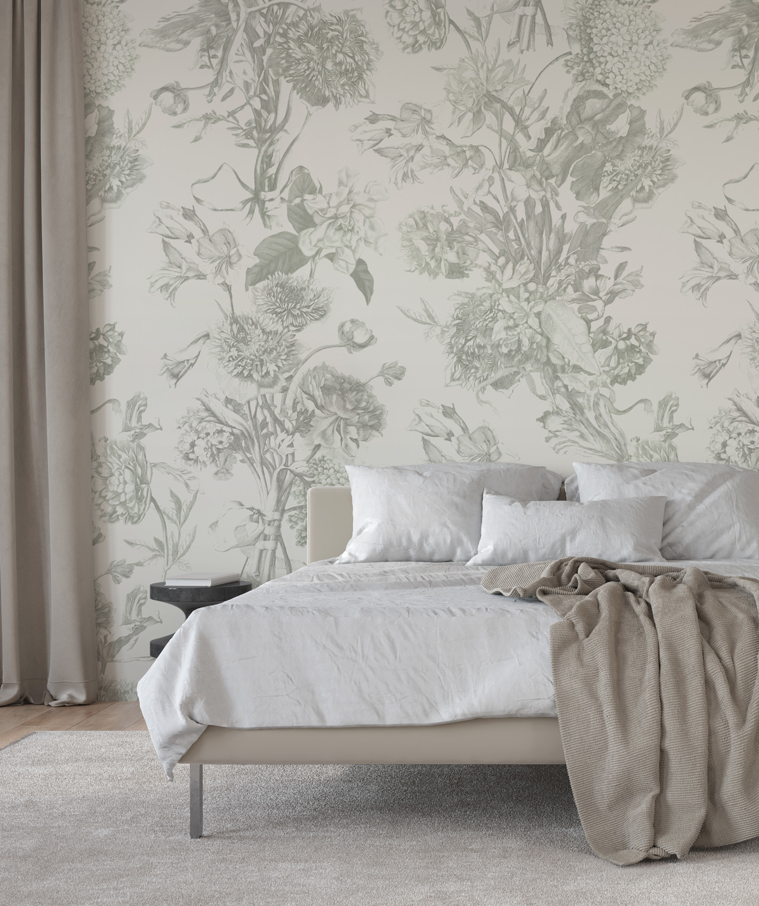 Classic Bouquet Deep Sage Wallpaper | Grafico Melbourne