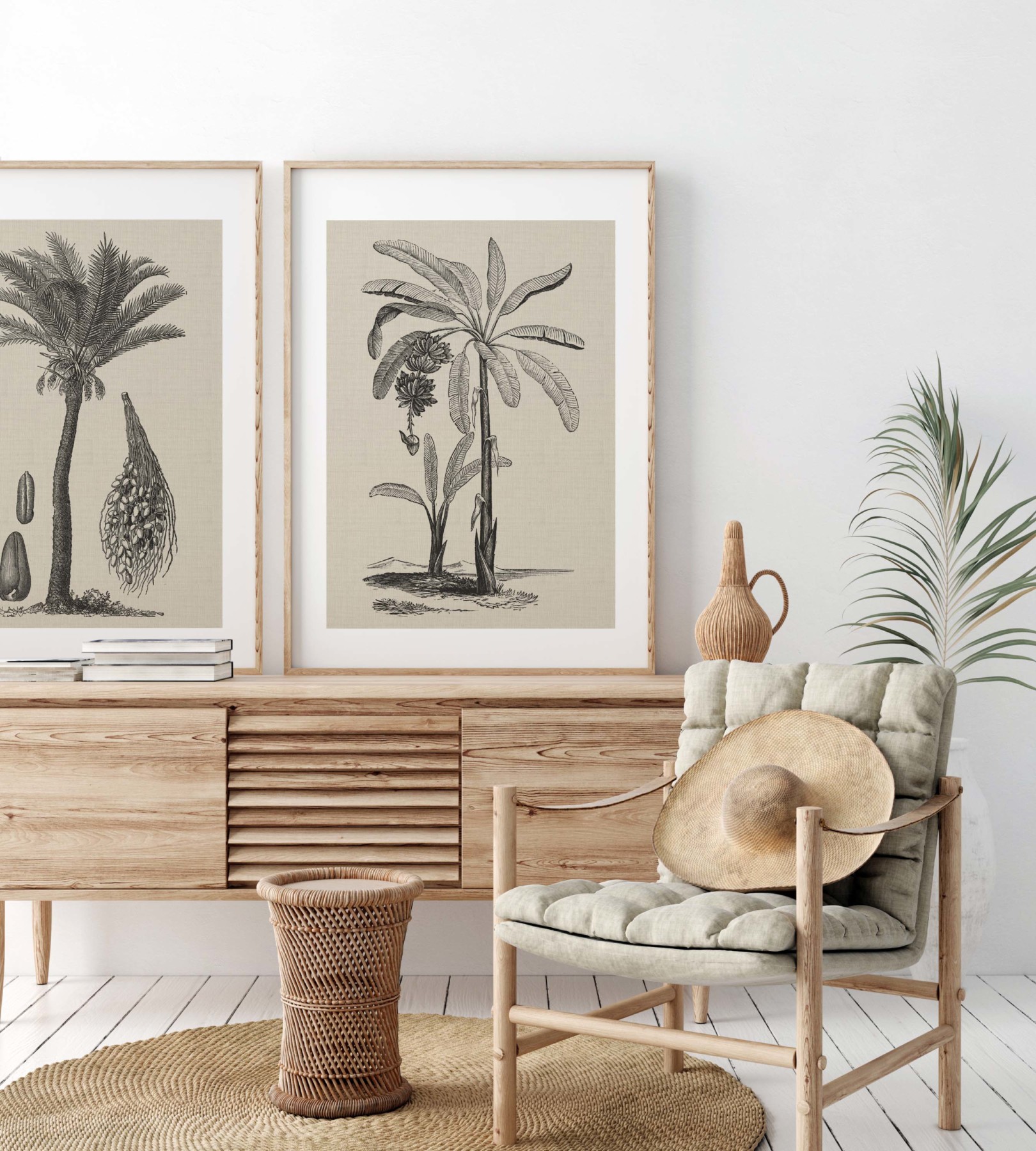 Coastal Palm Charcoal - Type 1 | Print | Canvas or Printed Panel | Grafico Melbourne