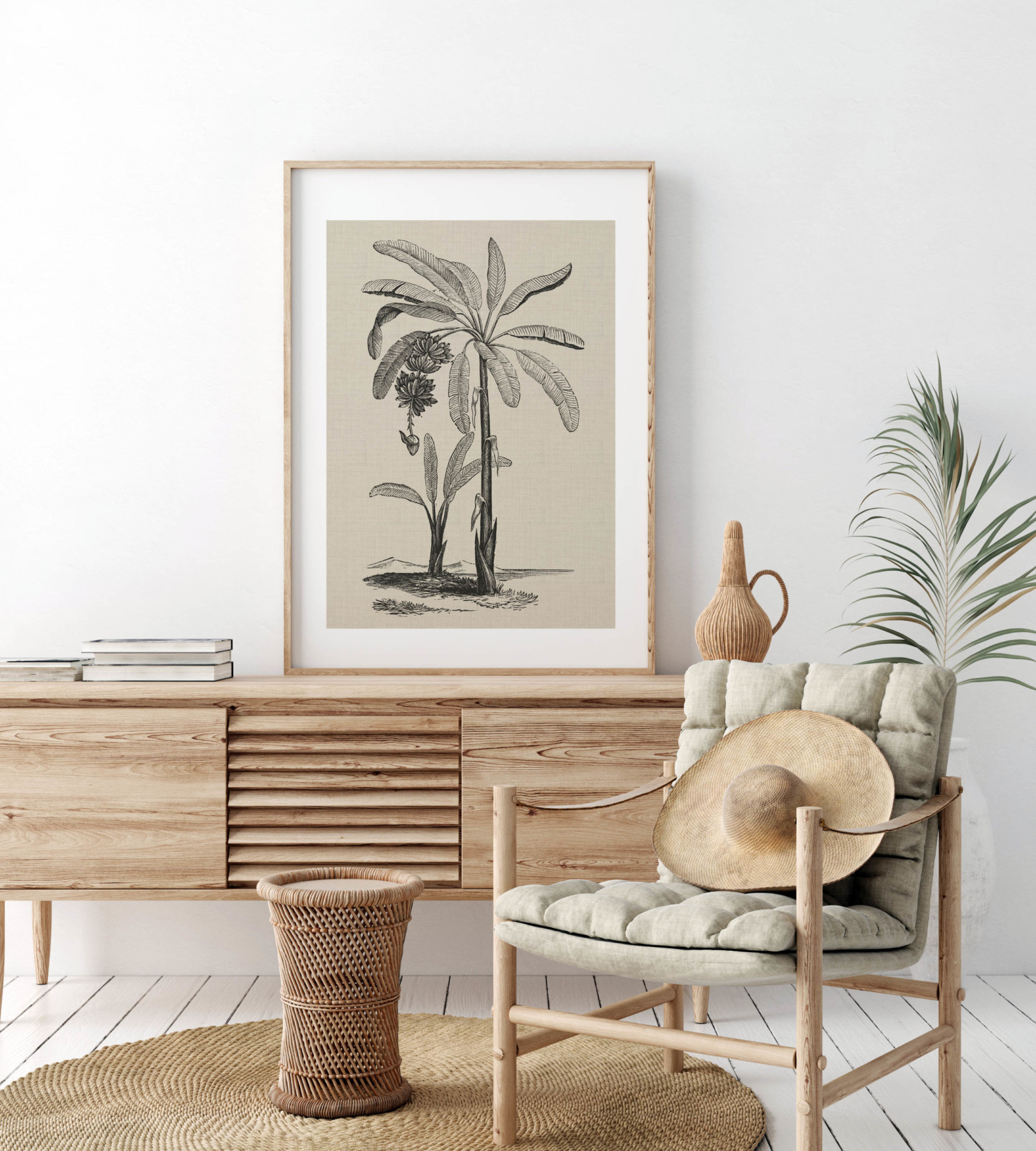 Coastal Palm Charcoal - Type 1 | Print | Canvas or Printed Panel | Grafico Melbourne