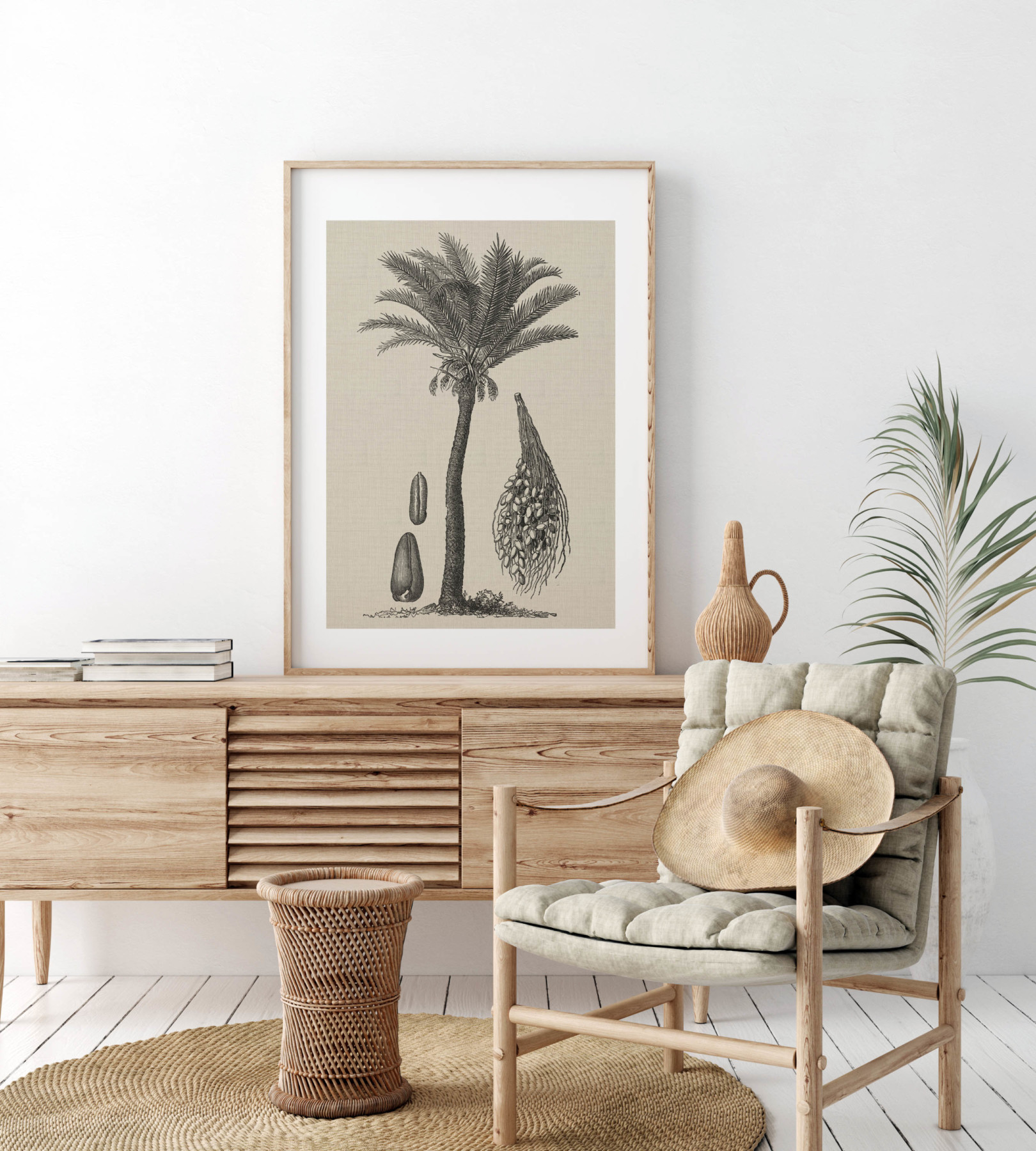 Coastal Palm Charcoal - Type 2 | Print | Canvas or Printed Panel | Grafico Melbourne