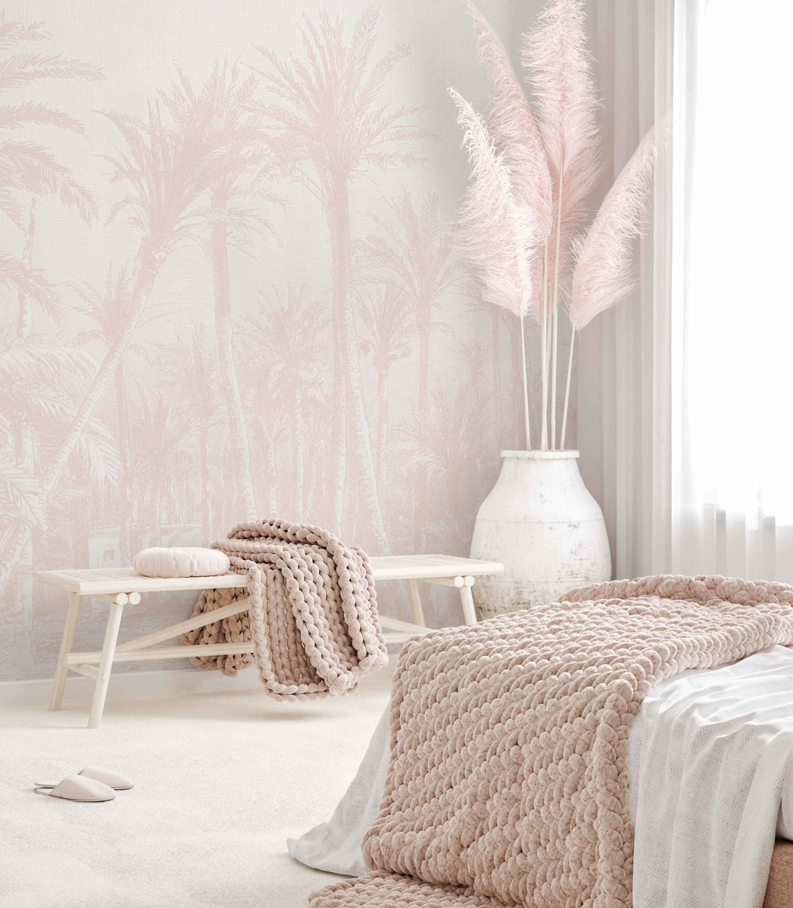 Coastal Palm - Blush Wallpaper | Grafico Melbourne