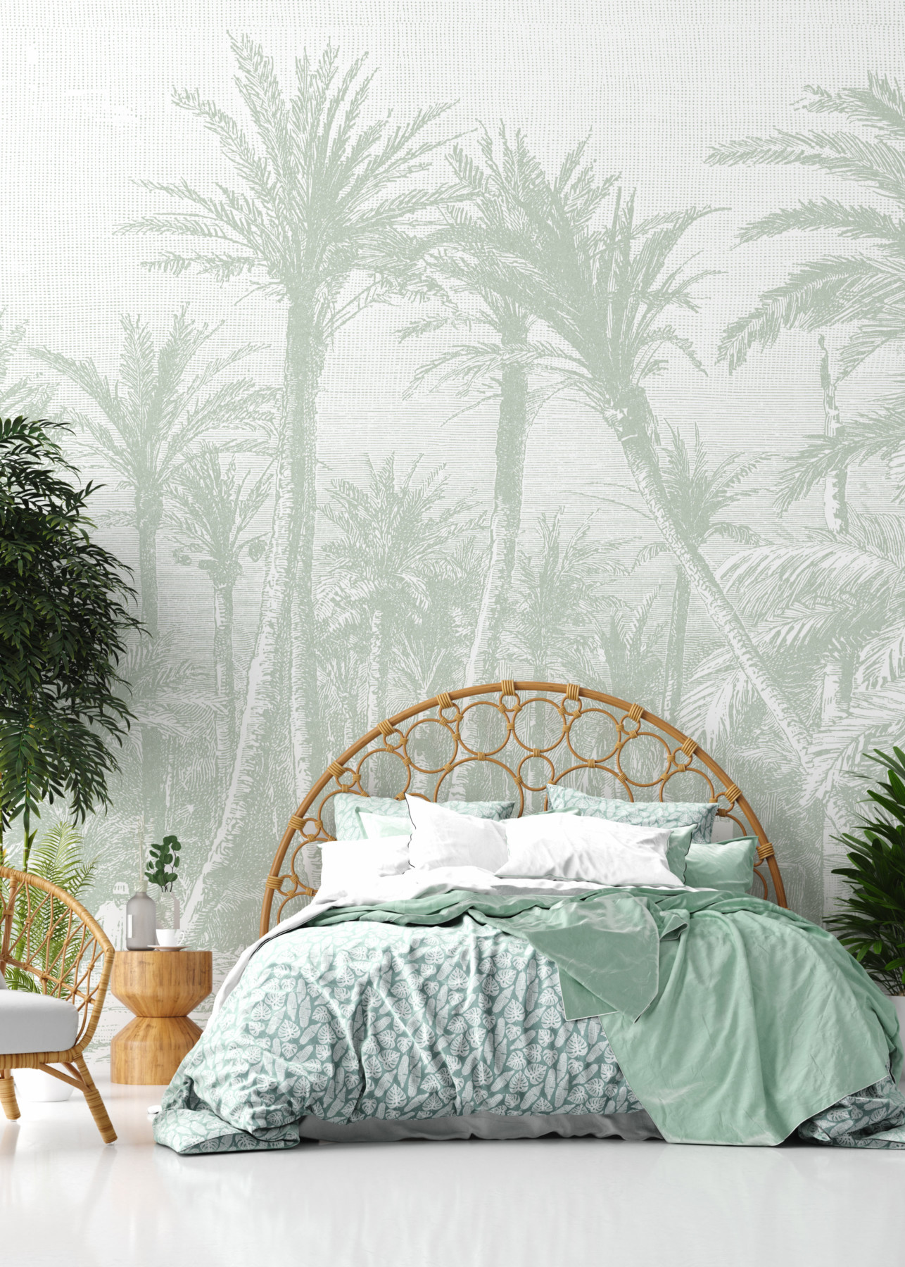 Coastal Palm - Sage Green Wallpaper | Grafico Melbourne