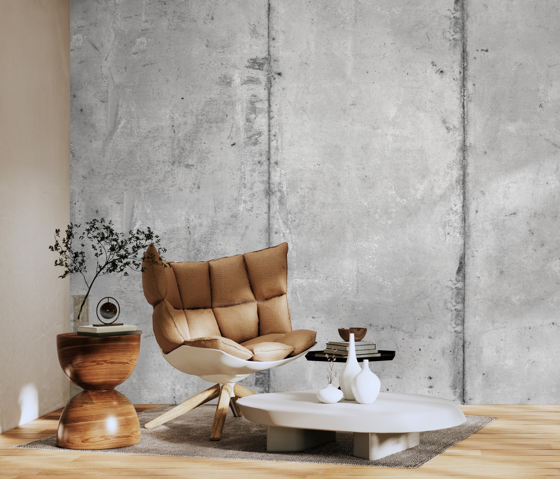 Concrete Distressed Panels - Grey | WALLPAPER