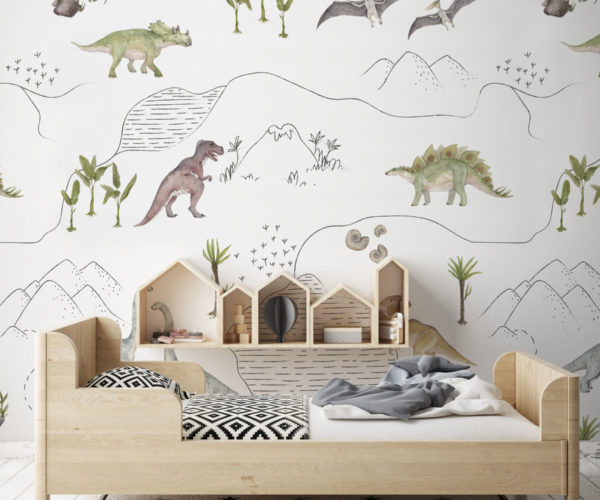 Dinosaurs Sketch - Kids Wallpaper | Grafico Melbourne