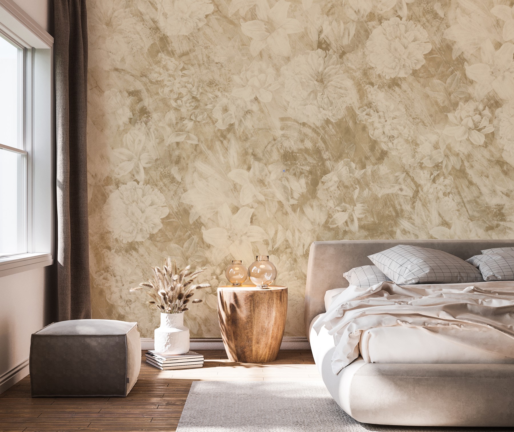Distressed Floral - Gold | WALLPAPER