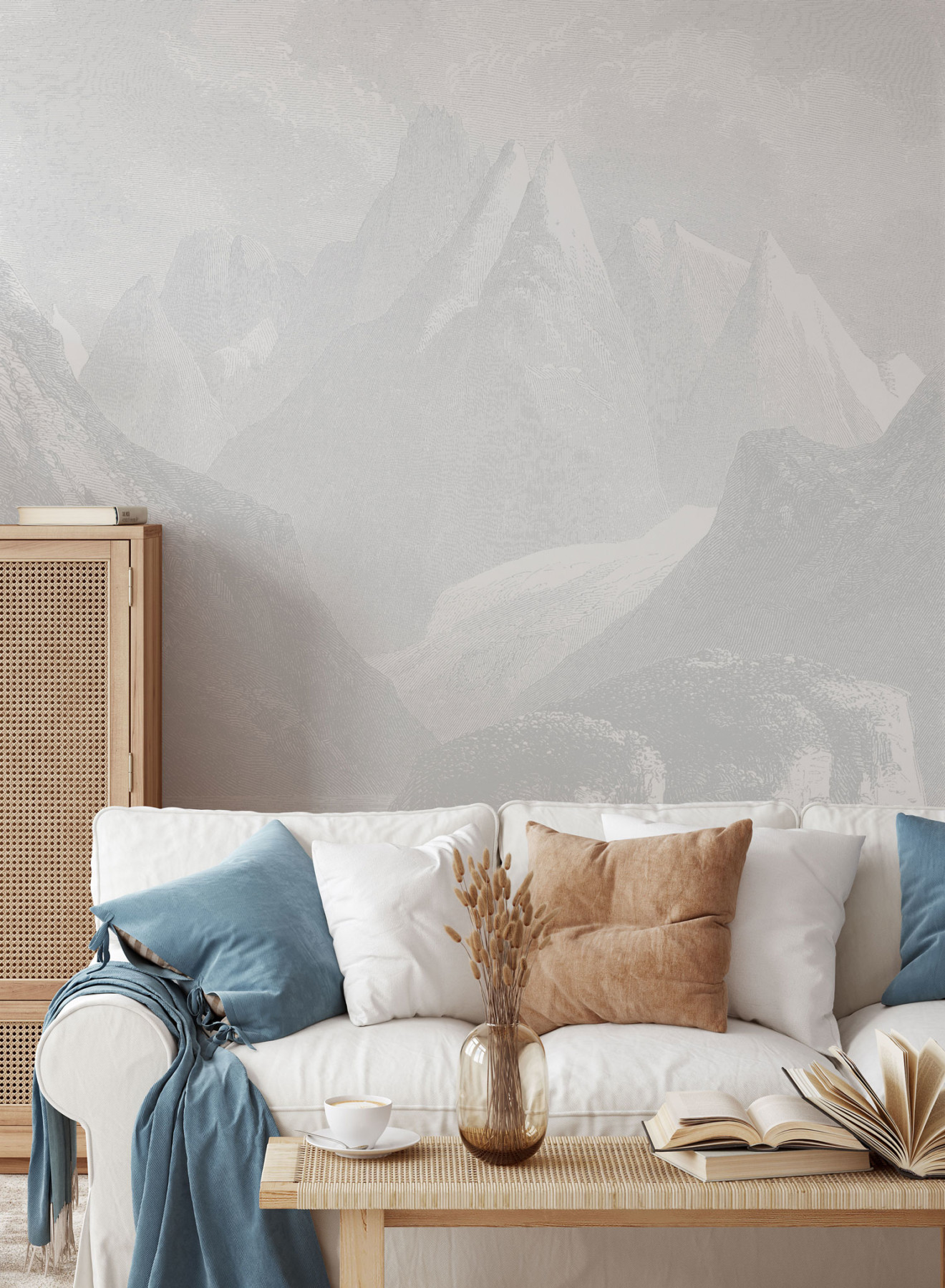 Mountain Ranges - Light Grey Wallpaper | Grafico Melbourne