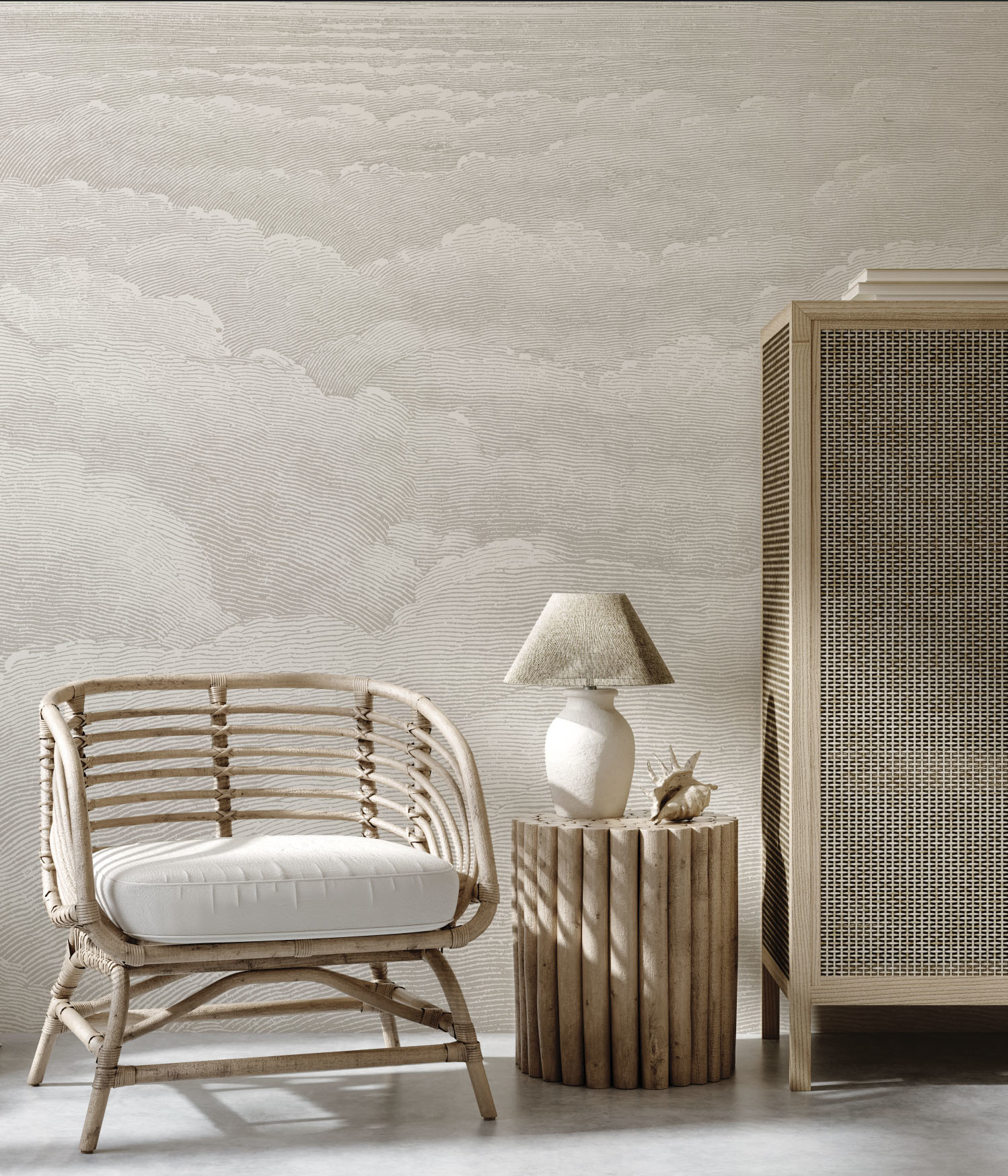 Etched Clouds - Warm Grey Wallpaper | Grafico Melbourne