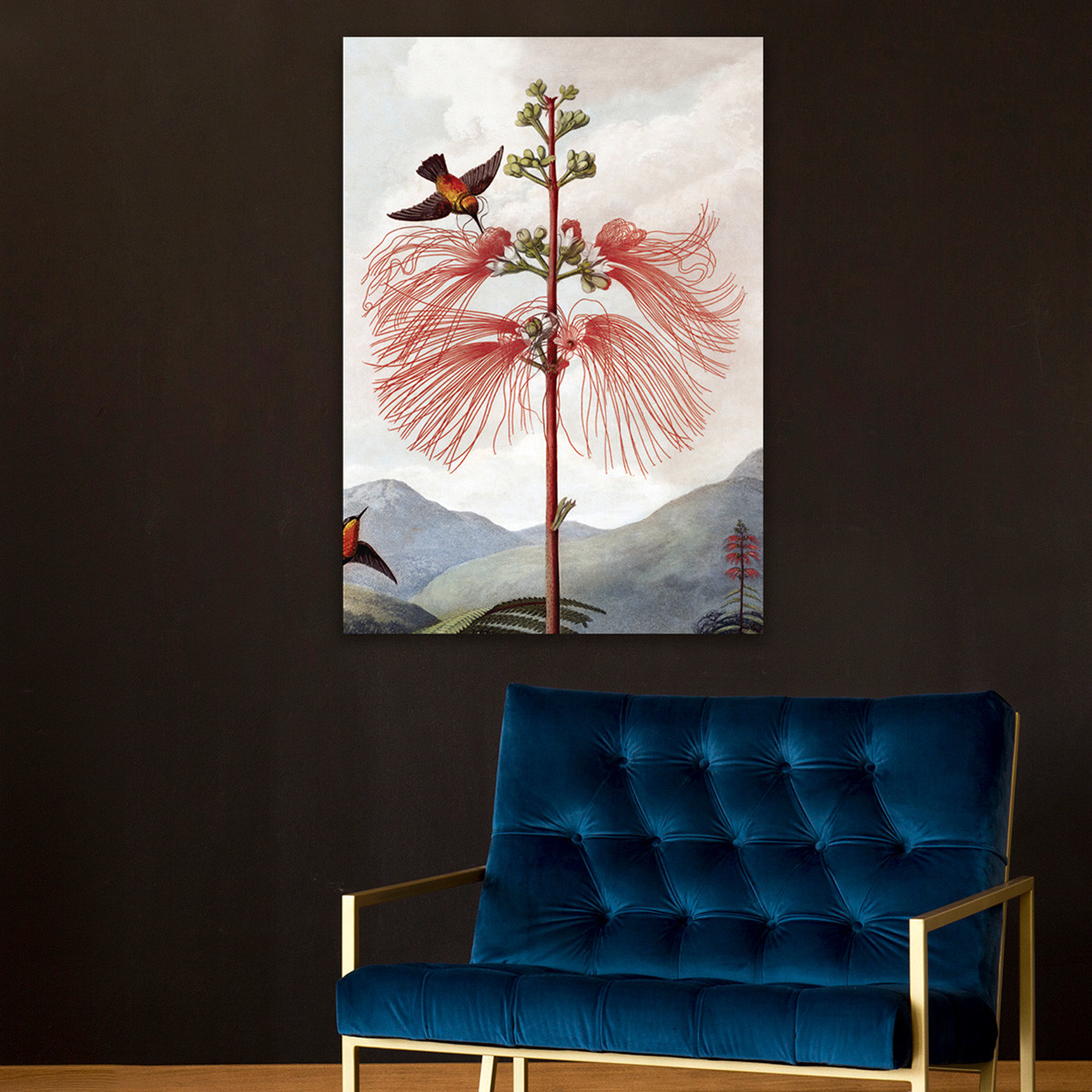 Floral Bird Lithograph | STRETCHED CANVAS