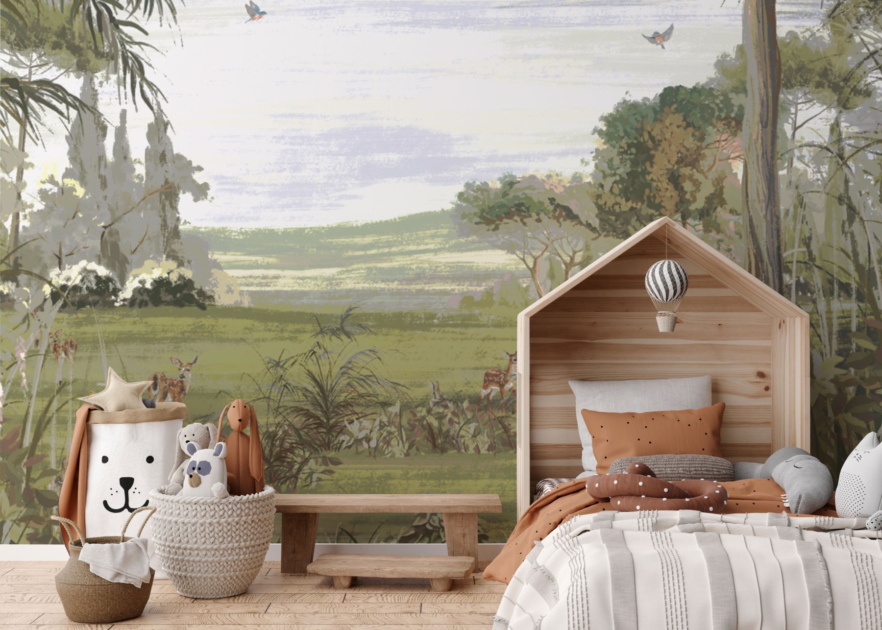 Forest-Mural(With-Animals)-Wallpaper