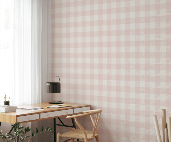 Gingham Check - Blush Wallpaper | Grafico Melbourne