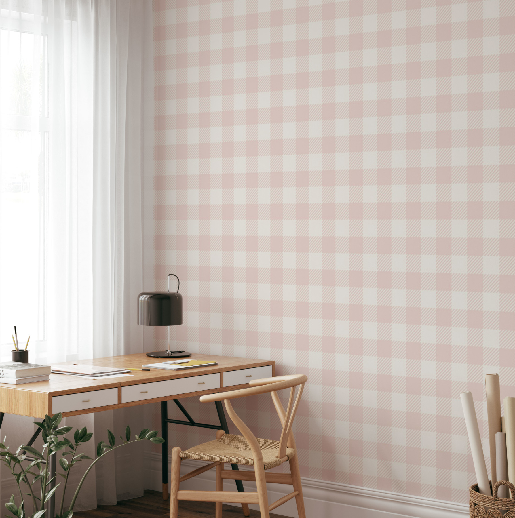 Gingham Check - Blush Wallpaper | Grafico Melbourne