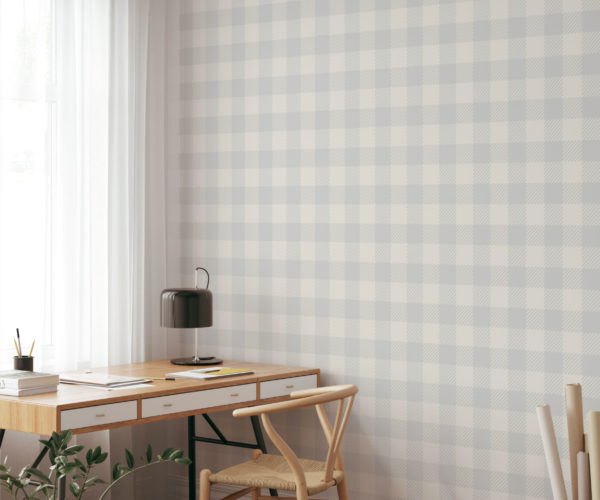Gingham Check - Light Grey Wallpaper | Grafico Melbourne