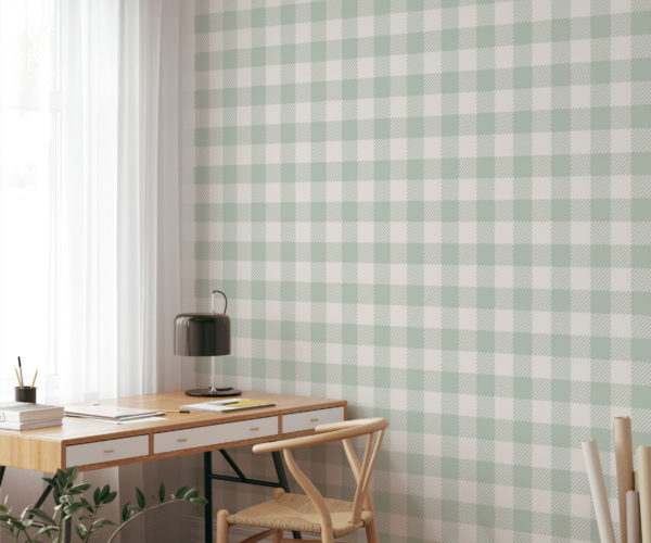 Gingham Check - Sage Green Wallpaper | Grafico Melbourne