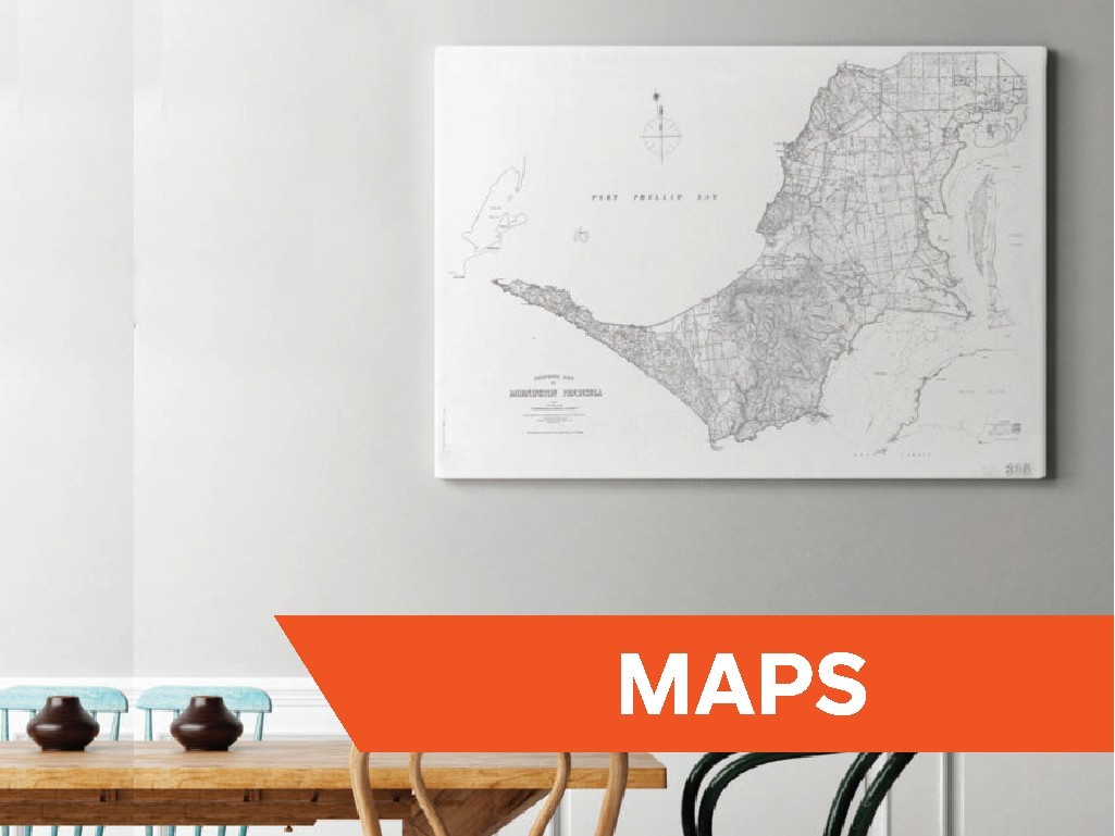 Grafico Walls Melbourne - Shop Map Art Prints Canvas Panel