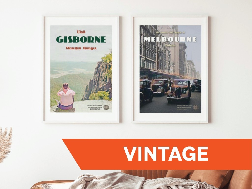 Grafico Walls Melbourne - Shop Vintage Art Prints Canvas Panel