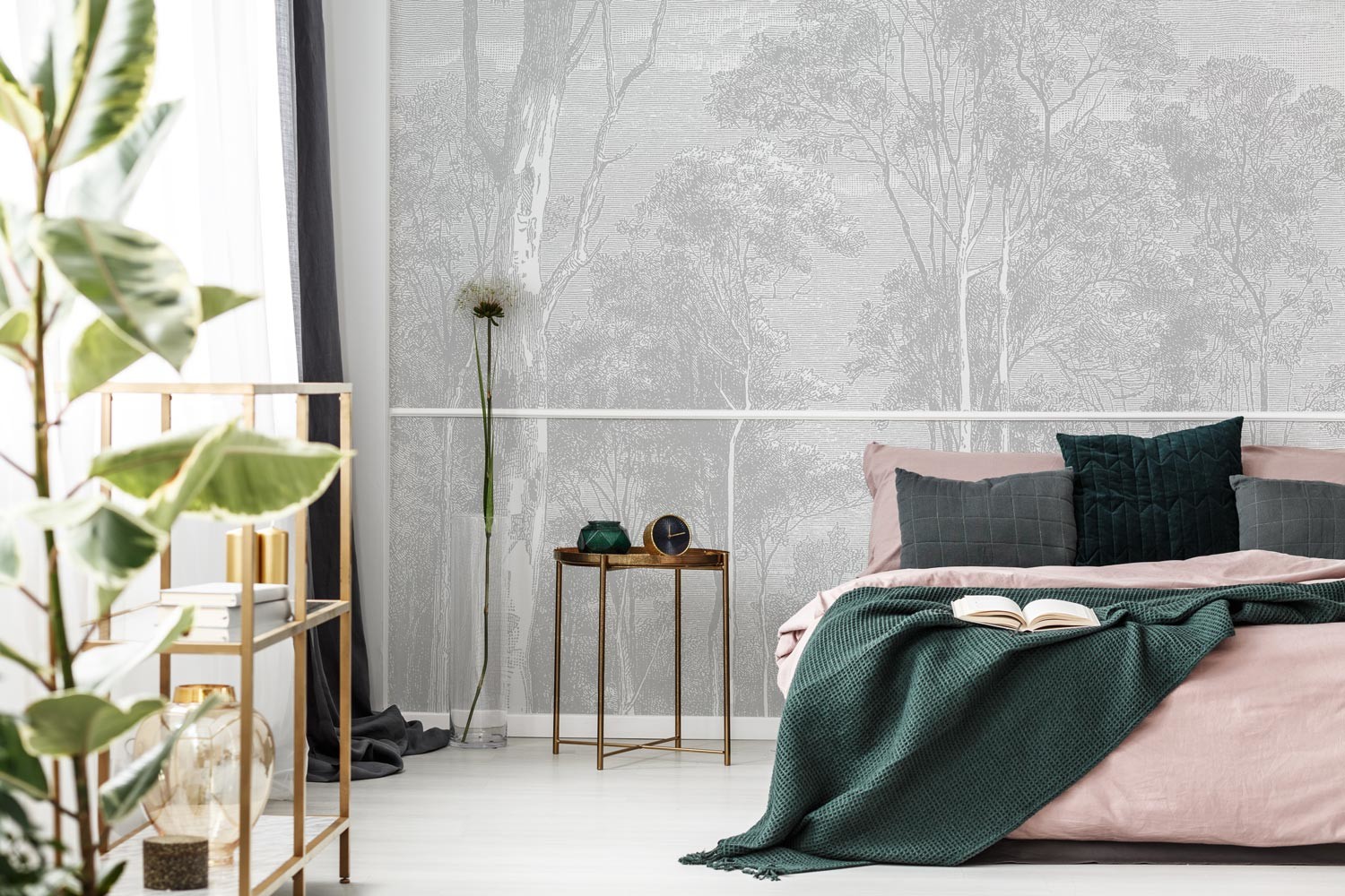 Scandinavian grey vertical line Wallpaper for bedroom - TenStickers