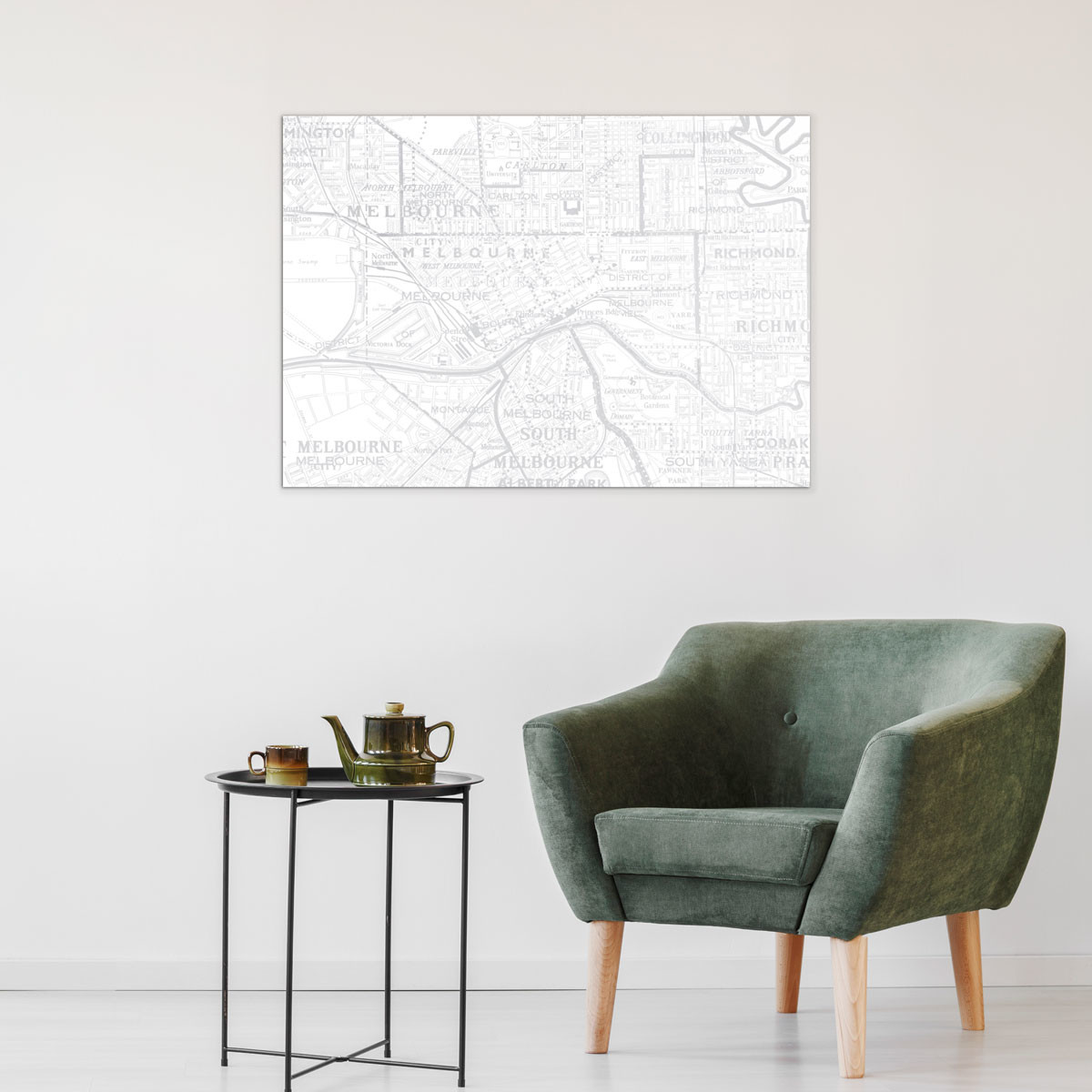 Vintage Melbourne Map - Grey | CANVAS