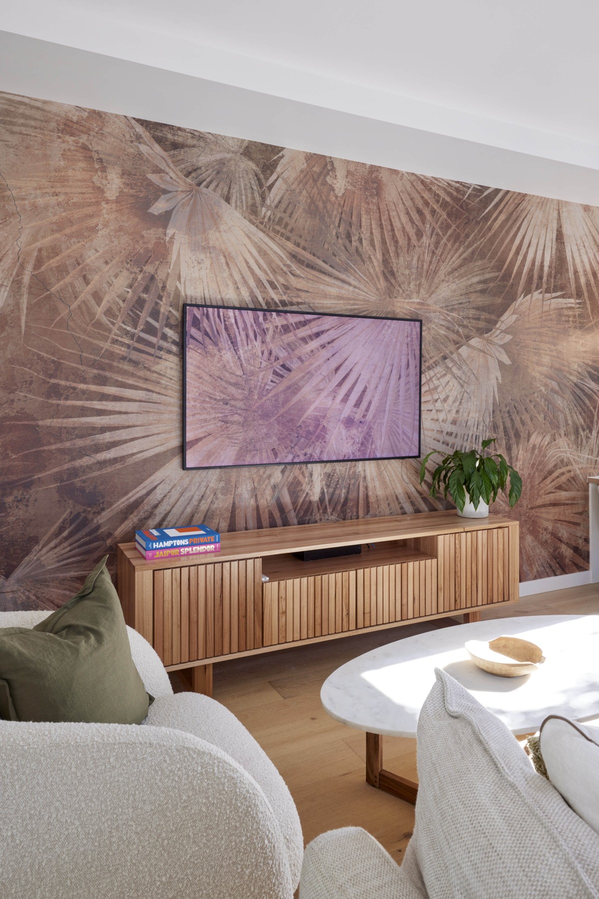 Palm Leaf Fresco - Rust | WALLPAPER