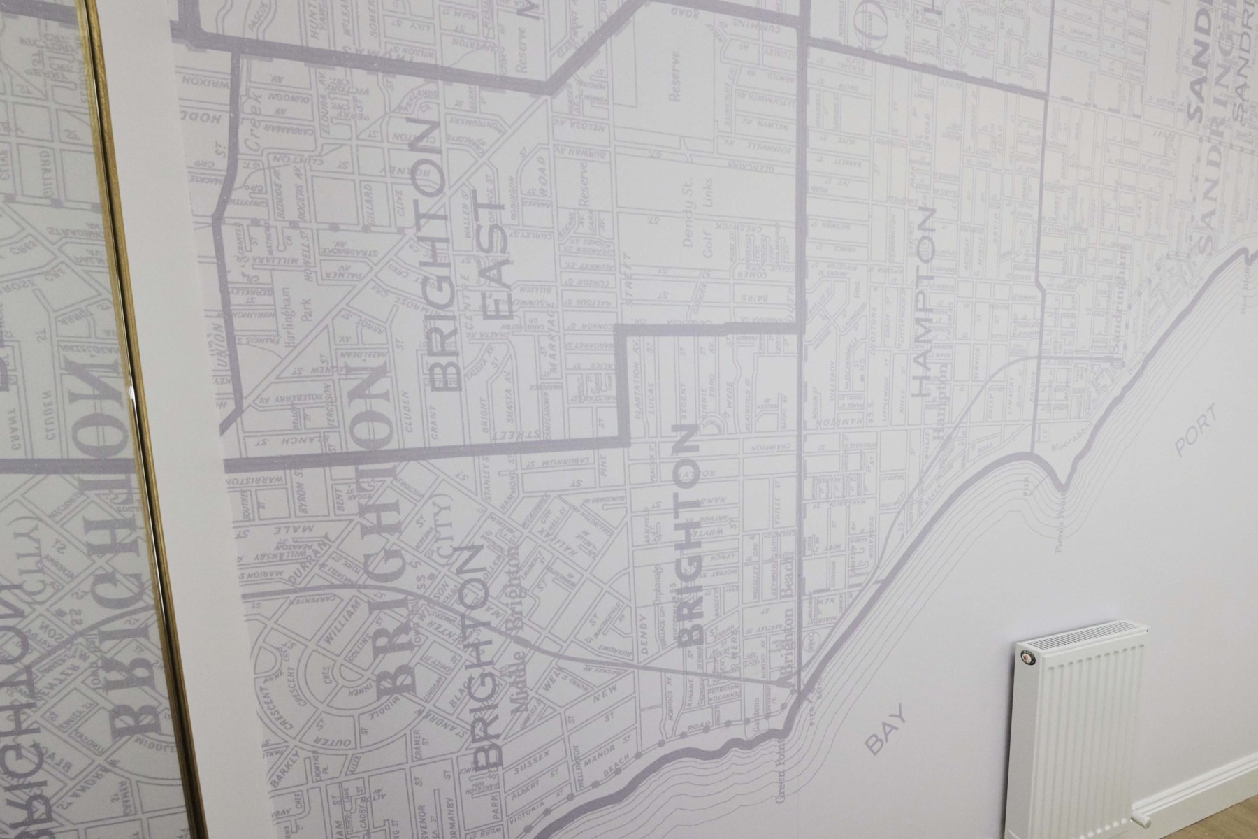 Bayside Melbourne Map - Light Steel Wallpaper  - Grafico