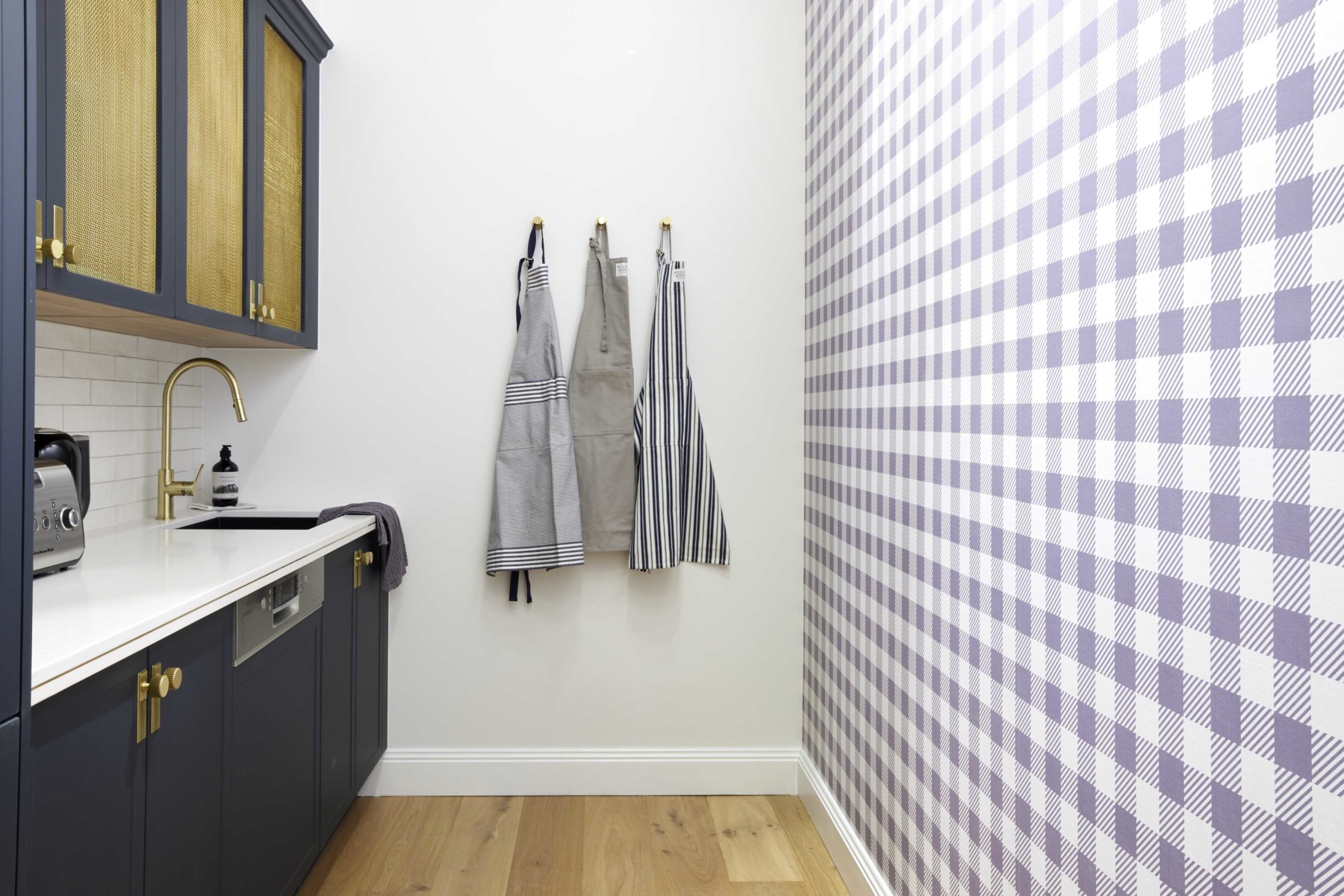 Gingham Check - Steel Blue Wallpaper | Grafico Melbourne