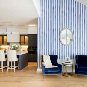 Watercolour Stripes - Navy Blue Wallpaper | Grafico Melbourne