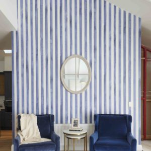 Watercolour Stripes - Navy Blue Wallpaper | Grafico Melbourne