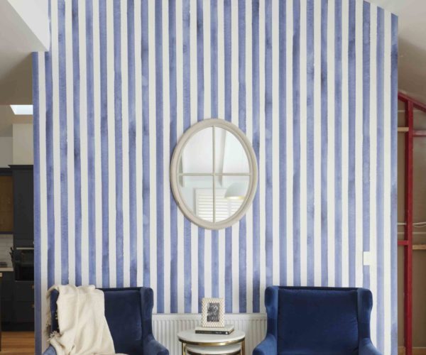 Watercolour Stripes - Navy Blue Wallpaper | Grafico Melbourne