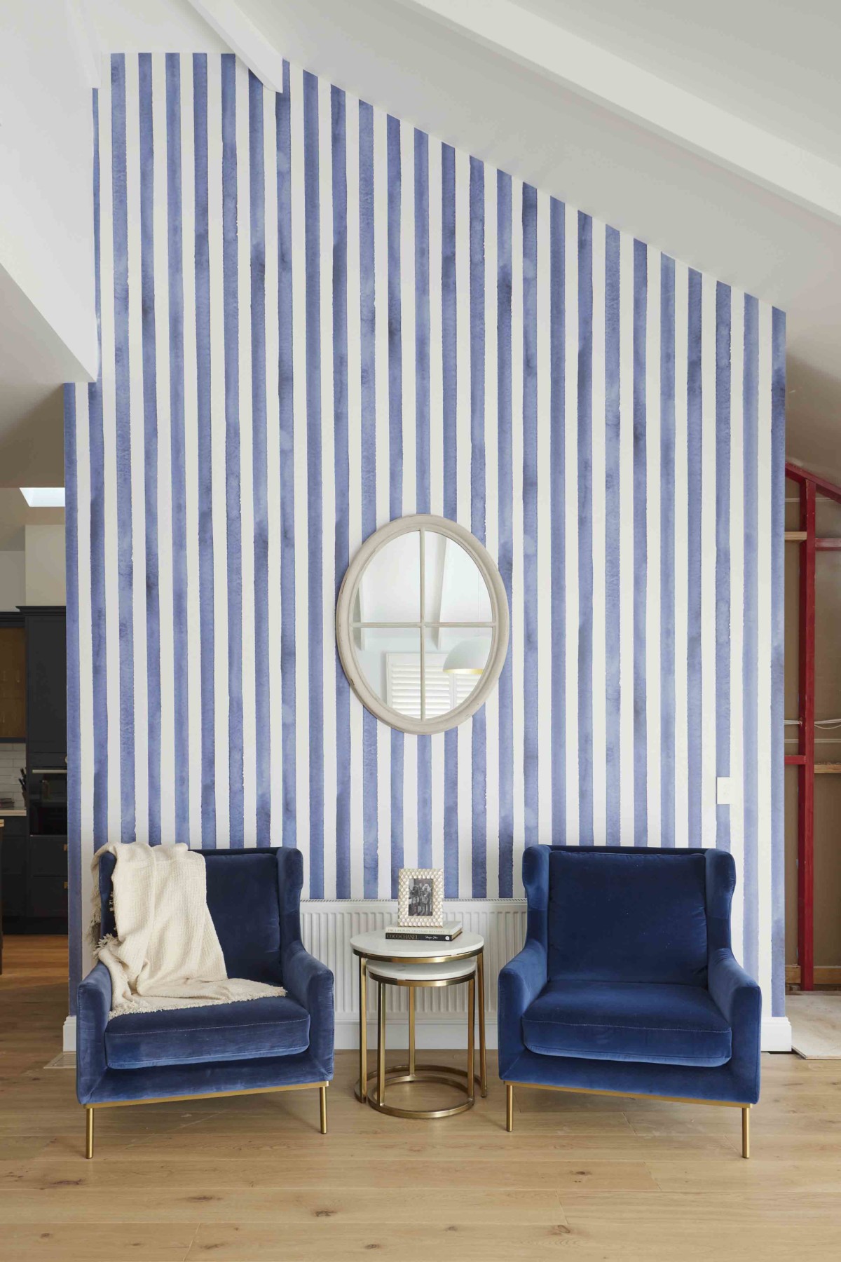 Watercolour Stripes - Navy Blue Wallpaper | Grafico Melbourne