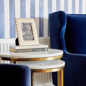 Watercolour Stripes - Navy Blue Wallpaper | Grafico Melbourne