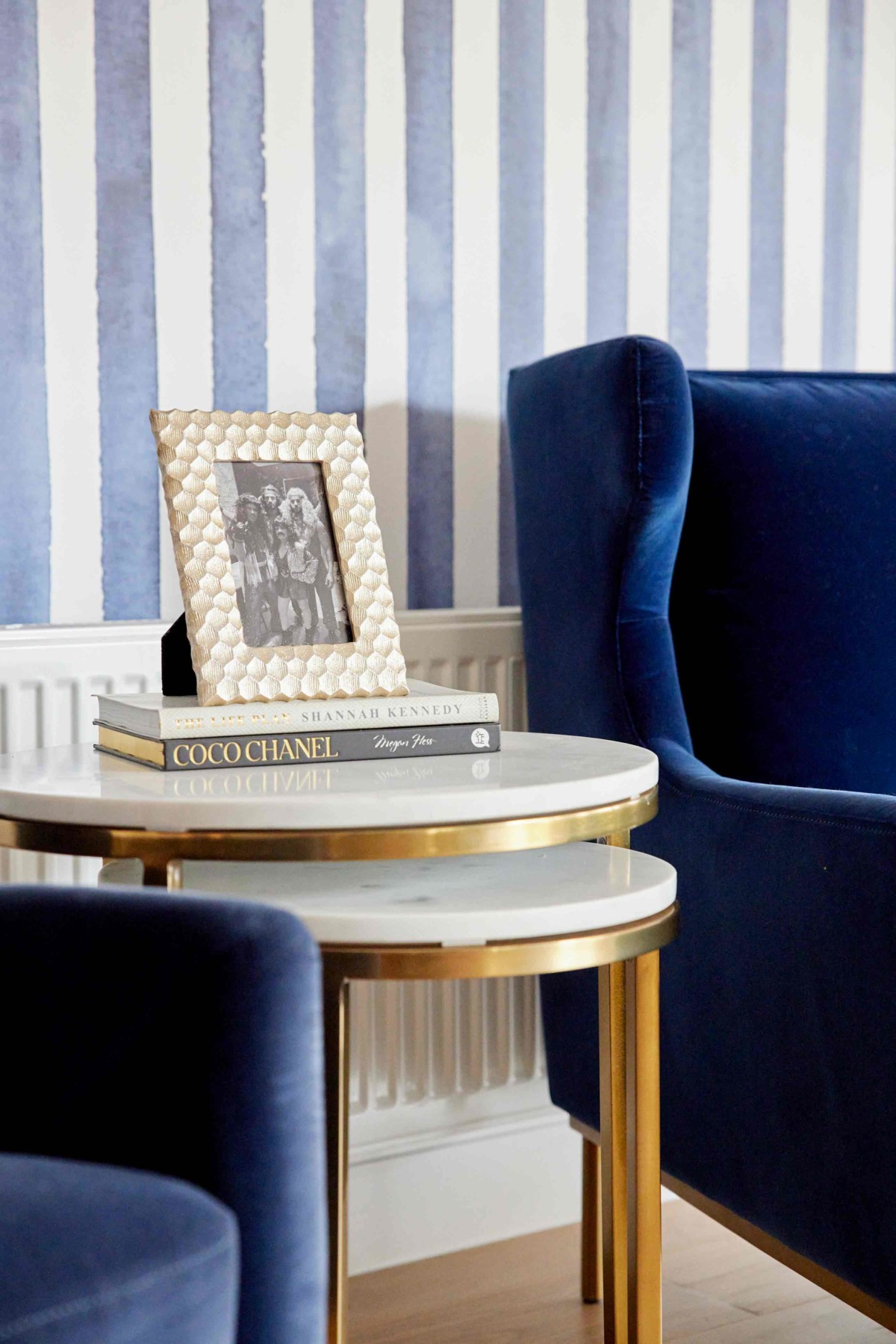 Watercolour Stripes - Navy Blue Wallpaper | Grafico Melbourne