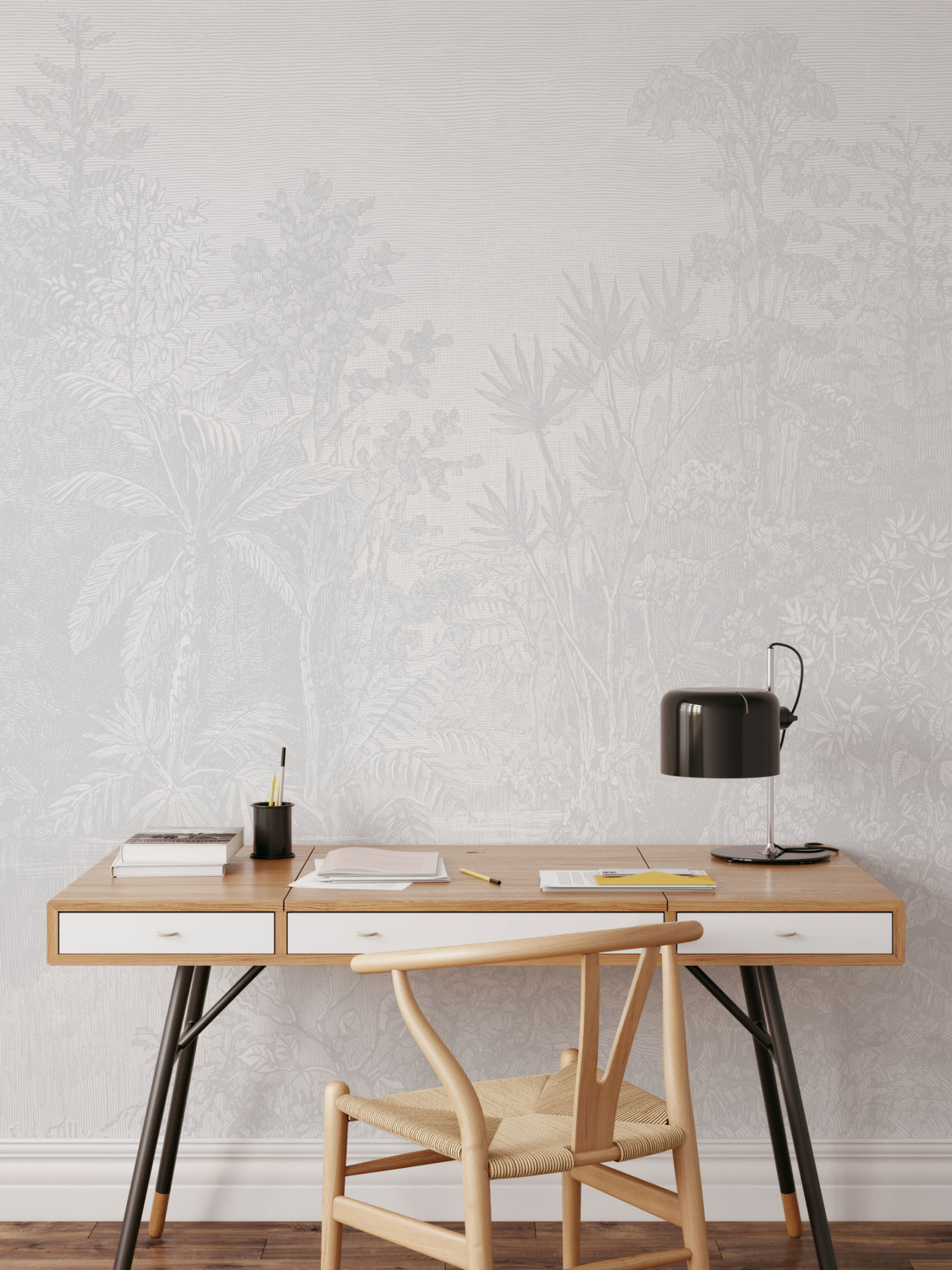 Hidden Oasis - Light Grey Wallpaper | Grafico Melbourne