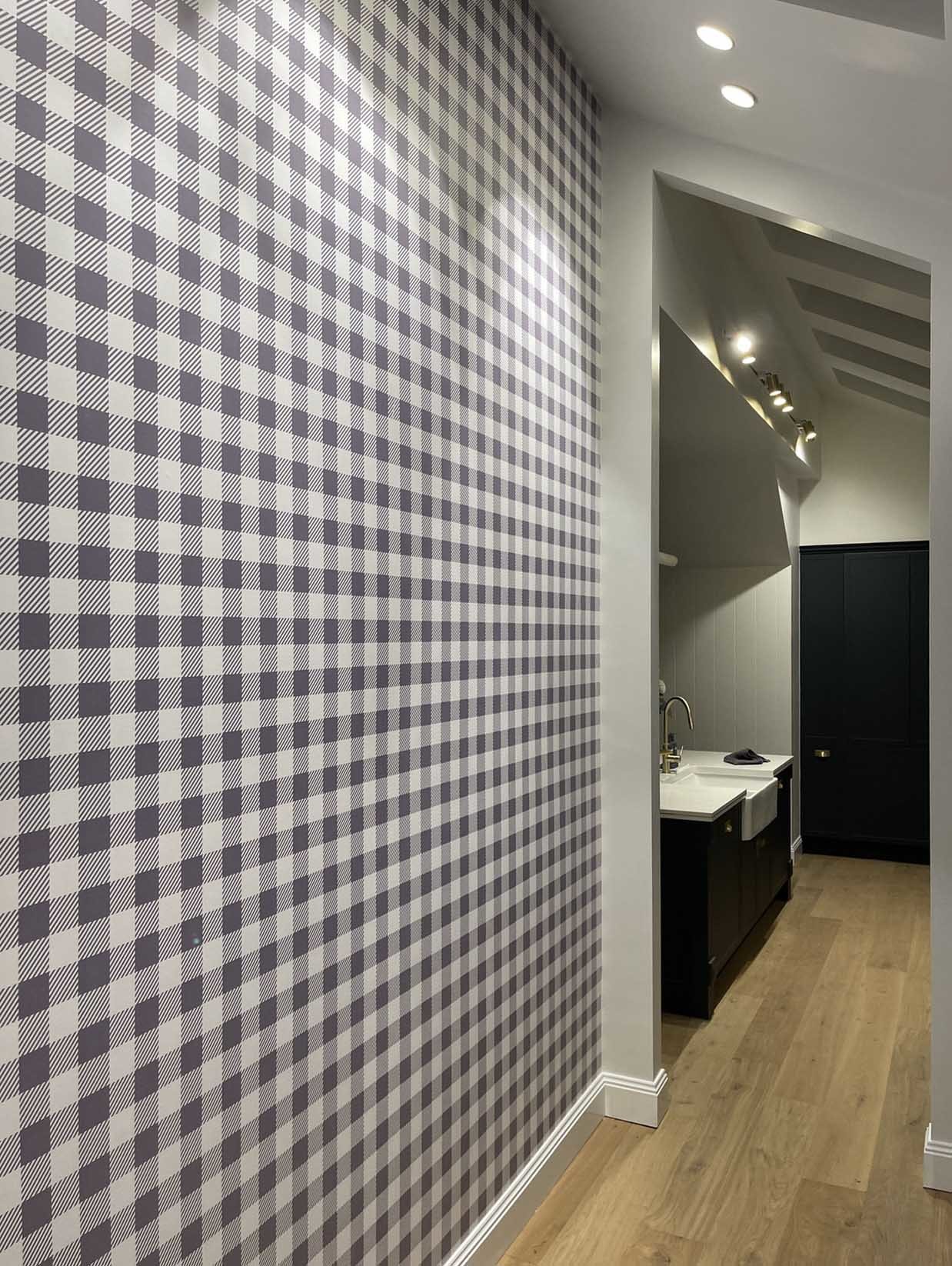 Gingham Check - Steel Blue Wallpaper | Grafico Melbourne